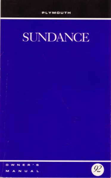 1992 Plymouth Sundance Owner's Manual