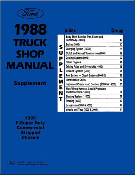 1988–1989 Ford F-Super Duty Truck Commercial Chassis Supplement Factory Shop