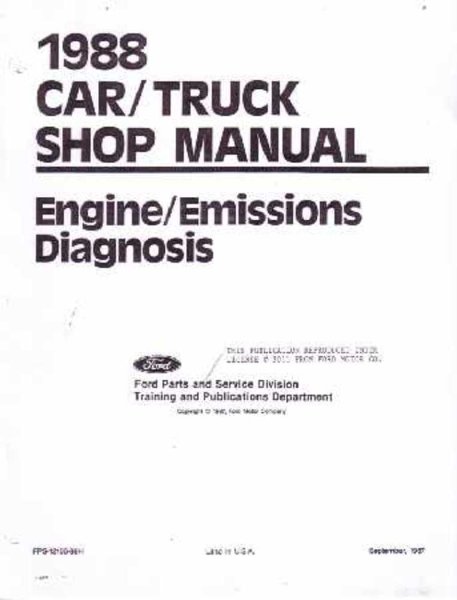 1988 Ford Lincoln Mercury Emissions Diagnosis Procedure Manual