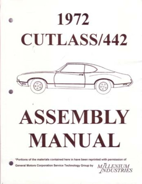 1972 Oldsmobile Cutlass Assembly Manual Book Rebuild Instructions Illustrations