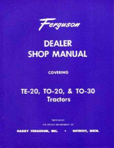 1948-1954 Ferguson Tractor Te-20 To-20 To-30 Shop Service Repair Manual Book