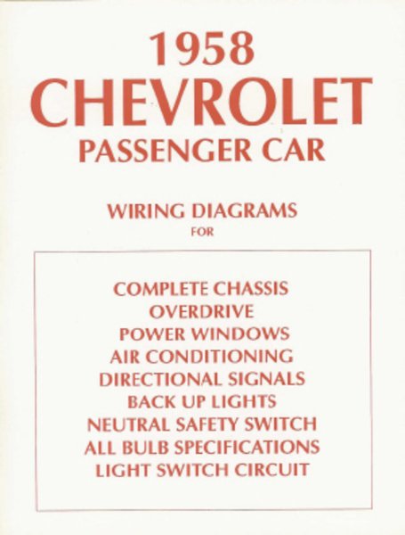 1958 Chevrolet NO CORVETTE Wiring Diagrams Manual