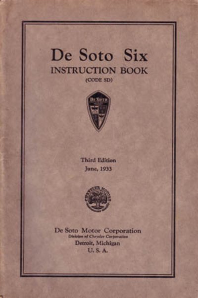 1933 DeSoto Airstream 6 Owner's Manual