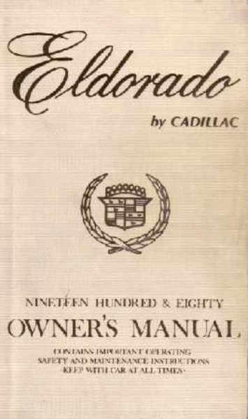 1980 Cadillac Eldorado Owner's Manual