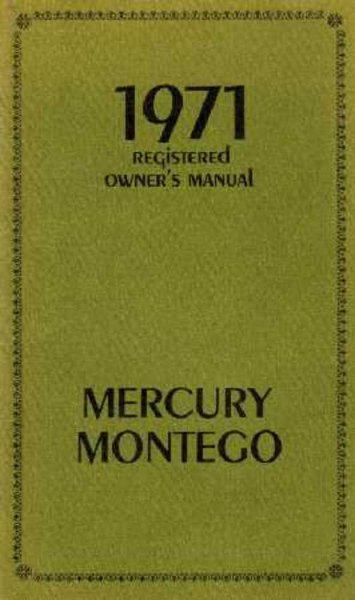 1971 Mercury Montego Owner's Manual