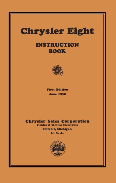 1931 Chrysler Eight Owner's Manual