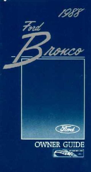 1988 Ford Bronco Owner's Manual
