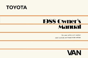 1988 Toyota Van Owner's Manual