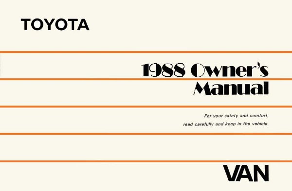 1988 Toyota Van Owner's Manual