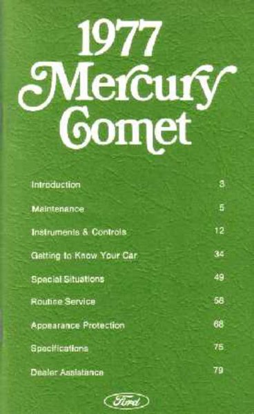 1977 Mercury Comet Owner's Manual