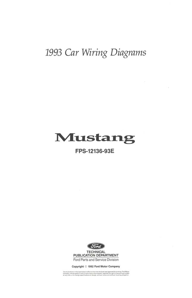 1993 Ford Mustang Electrical Wiring Diagrams Schematics