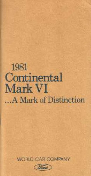 1981 Lincoln Mark VI Owner's Manual