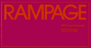 1983 Dodge Rampage Owner's Manual