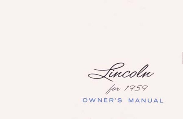 1959 Lincoln Capri, Continental, Premier Owner's Manual