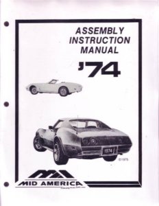 1974 Chevrolet Corvette Assembly Manual Book Rebuild Instructions Illustrations