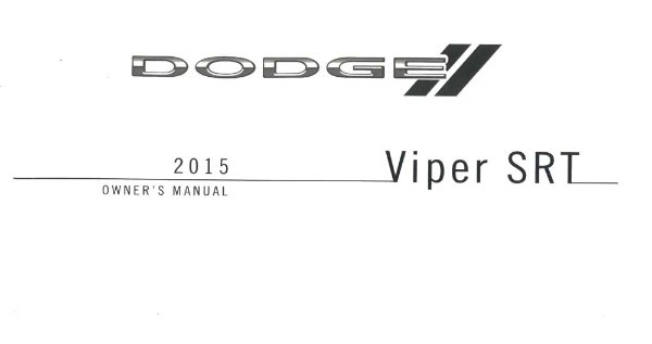 2015 Dodge Viper Owner's Manual