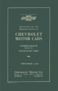 1931 Chevrolet Independence AE Owner's Manual