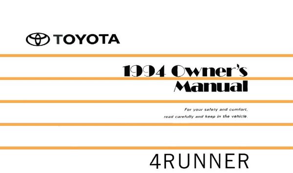 1994 Toyota 4Runner Owner's Manual