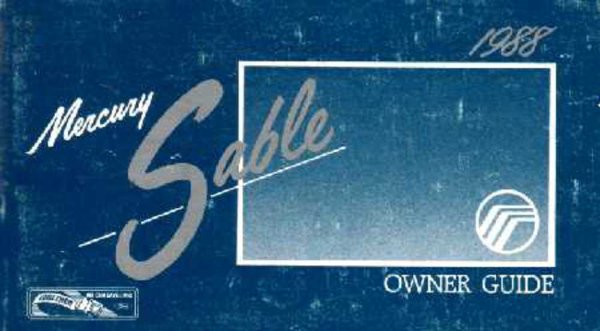 1988 Mercury Sable Owner's Manual