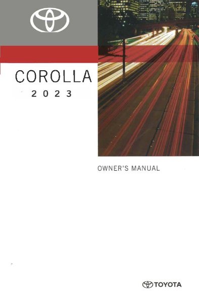2023 Toyota COROLLA Owner's Manual