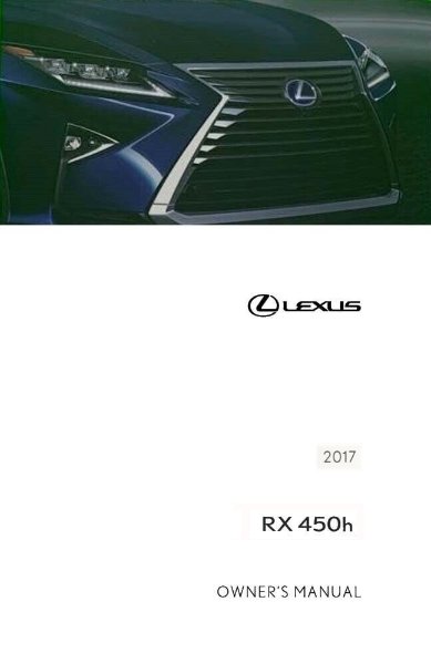 2017 Lexus RX 450H Owner's Manual