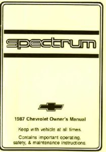 1987 Chevrolet Spectrum Owner's Manual