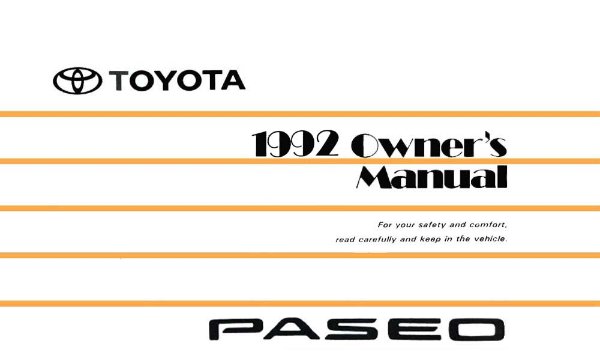 1992 Toyota Paseo Owner's Manual