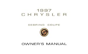 1997 Chrysler Sebring Coupe Owner's Manual