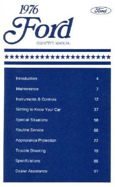 1976 Ford Galaxie, LTD Owner's Manual