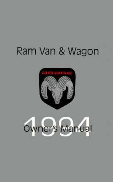 1994 Dodge Ram Van, Ram Wagon Owner's Manual