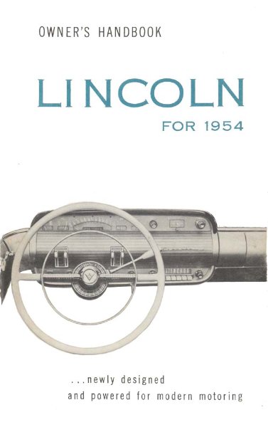 1954 Lincoln Capri, Cosmopolitan Owner's Manual