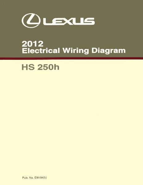2012 Lexus HS 250h Wiring Diagrams Manual