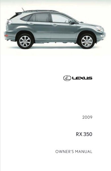2009 Lexus RX 350 Owner's Manual