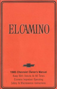 1985 Chevrolet El Camino Owner's Manual
