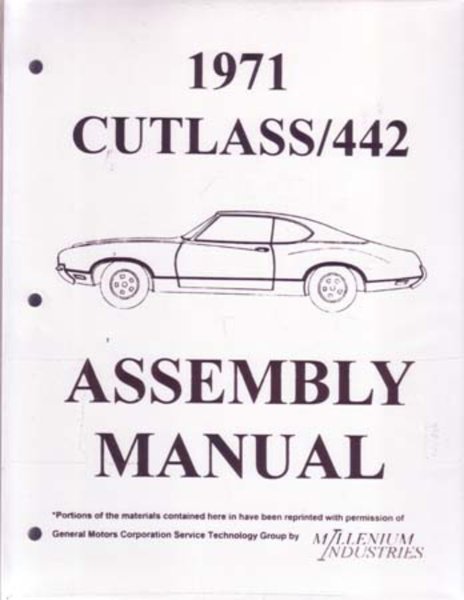 1971 Oldsmobile Cutlass Assembly Manual Book Rebuild Instructions Illustrations
