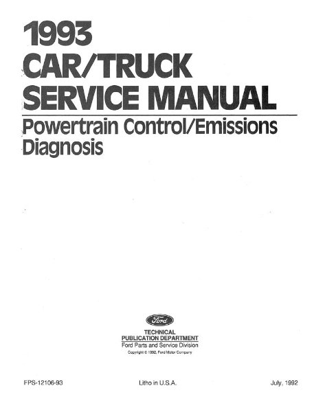 1993 Ford Lincoln Mercury Emissions Diagnosis Procedure Manual