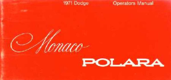1971 Dodge Polara, Monaco Owner's Manual