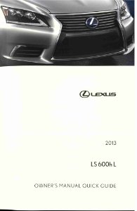 2013 Lexus LS 600h L Owner's Manual