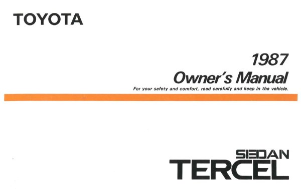 1987 Toyota Tercel Owner's Manual