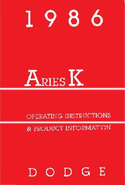1986 Dodge Aries K Owner's Manual