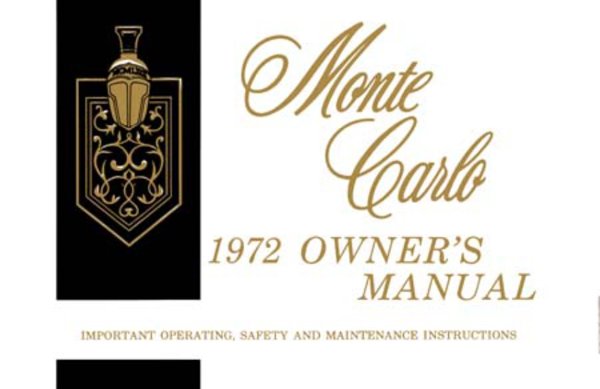 1972 Chevrolet Monte Carlo Owner's Manual