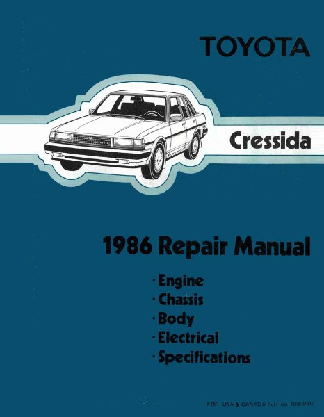 1986 Toyota Cressida Shop Service Repair Manual
