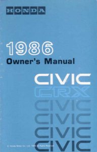 1986 Honda Civic CRX Owner's Manual