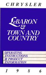 1986 Chrysler Lebaron, Town & Country Owner's Manual