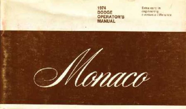 1974 Dodge Monaco Owner's Manual