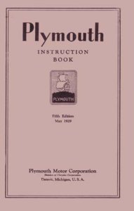 1929 Plymouth Model U Owner's Manual