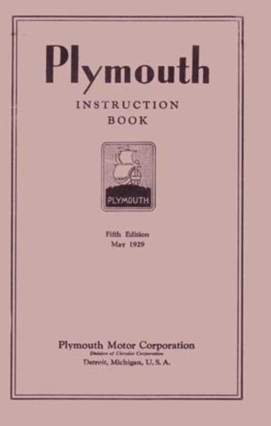 1929 Plymouth Model U Owner's Manual