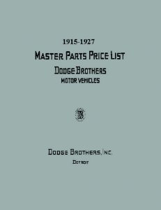 1915–1927 Dodge All Models Parts Book