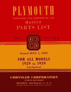 1929–1939 Plymouth All Models Parts Book