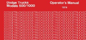 1974 Dodge 500, 1000 Owner's Manual